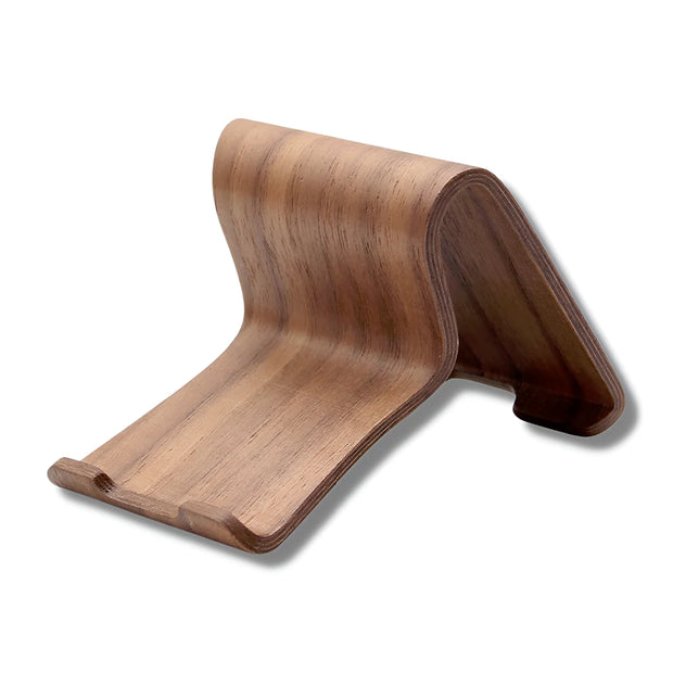 Support Telephone en Bois incurvé noyer