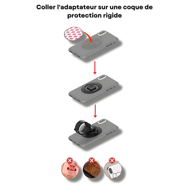 Support Telephone Guidon Moto Verrouillage rapide