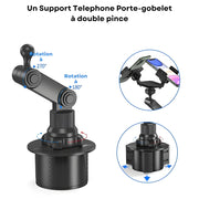 Support Telephone Porte-Gobelet Double Pince