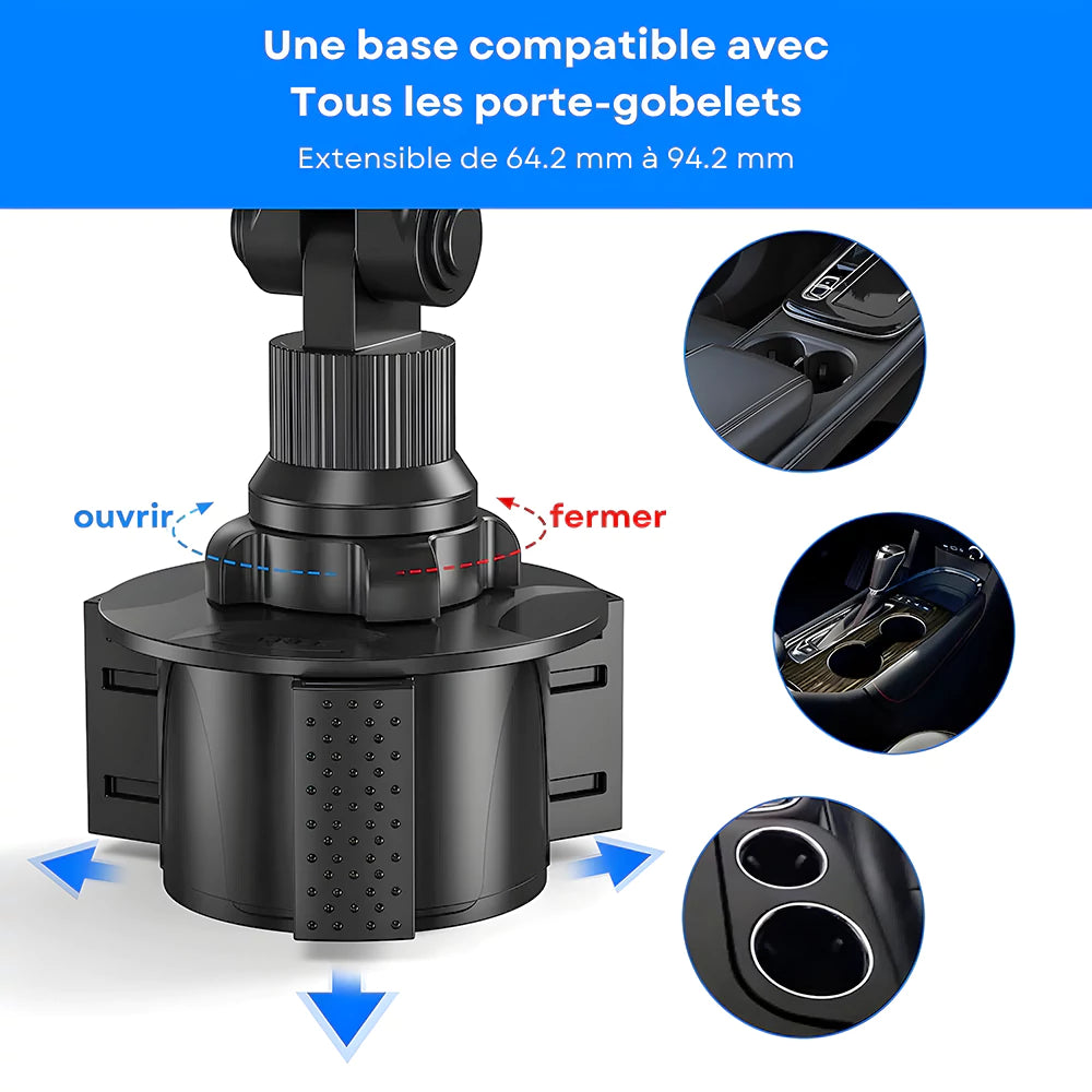 Porte-Gobelet Voiture Extensible Bvdfgk - Double Support Réglable 360° - Pour Tasses Et Smartphones
