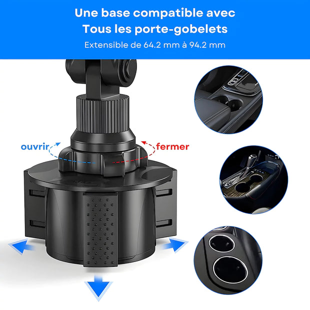 Support Telephone Porte-Gobelet Double Pince