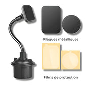 Support Telephone Porte Gobelet Magnétique Gris