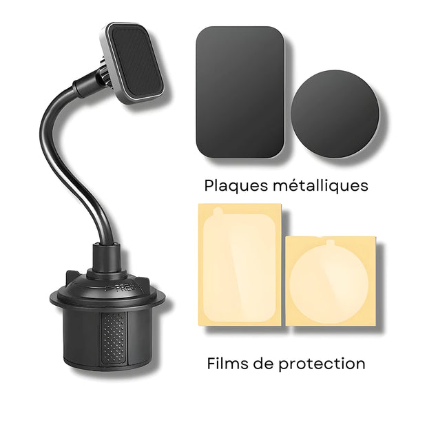 Support Telephone Porte Gobelet Magnétique Gris
