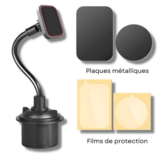 Support Telephone Porte Gobelet Magnétique Rouge