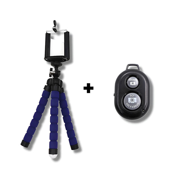Support Telephone Trepied Bluetooth Bleu