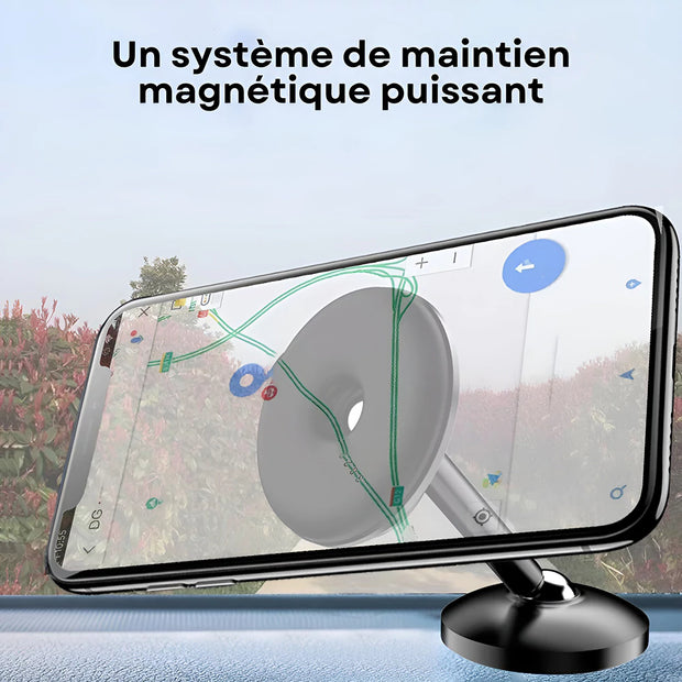 Support Telephone Voiture Aimant Double Rotation Long