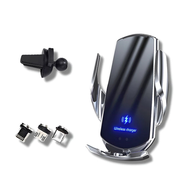 Support Telephone Voiture Chargeur Rétro éclairant Argent Pack sans adaptateur USB voiture