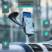 Support Telephone Voiture Pare Brise Chargeur sans fil