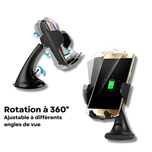 Support Telephone Voiture Pare Brise Chargeur sans fil