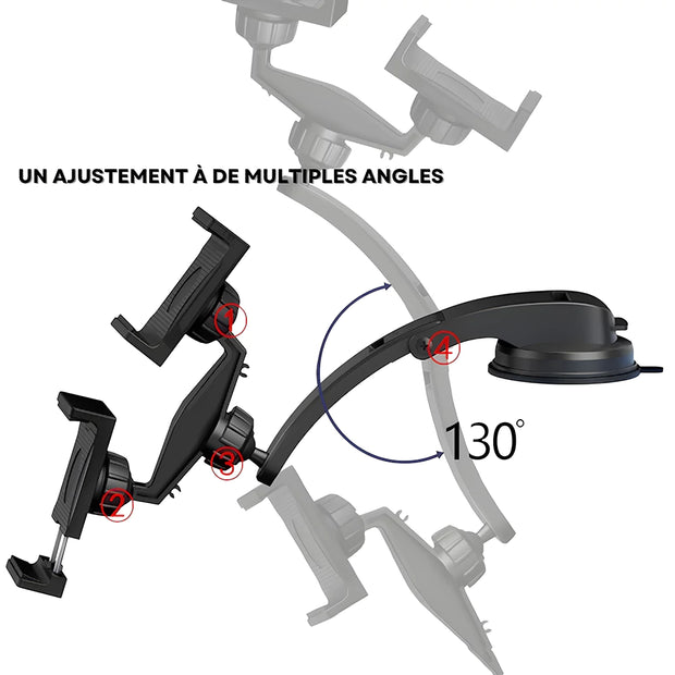 Support Telephone Voiture Ventouse Double pince